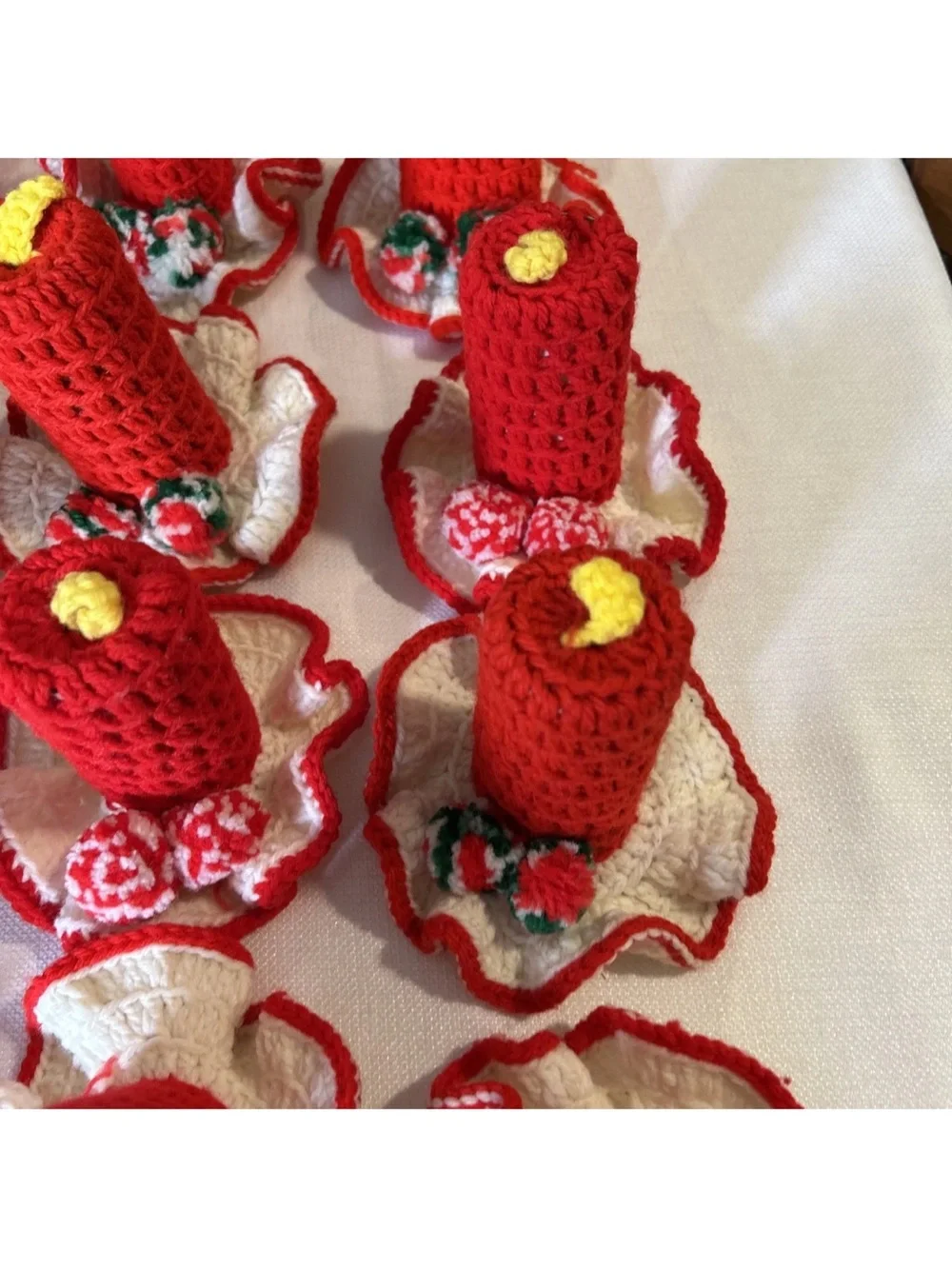 Handmade Red Crochet Holiday Candles  - Set of 15